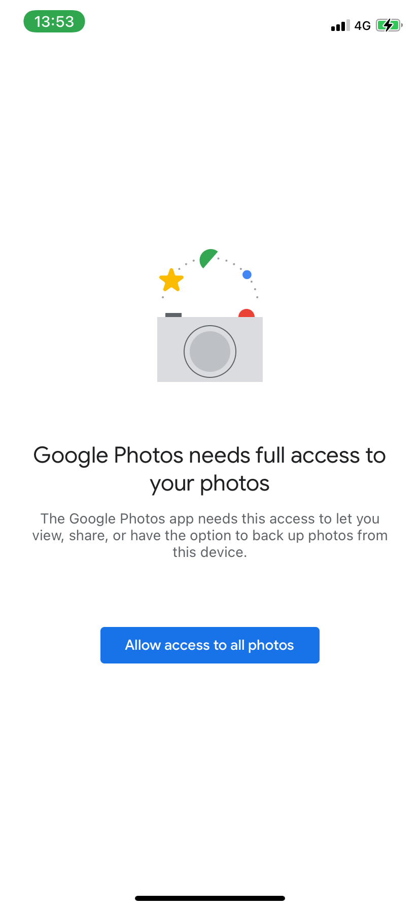 Providing permissions to Google Photos.