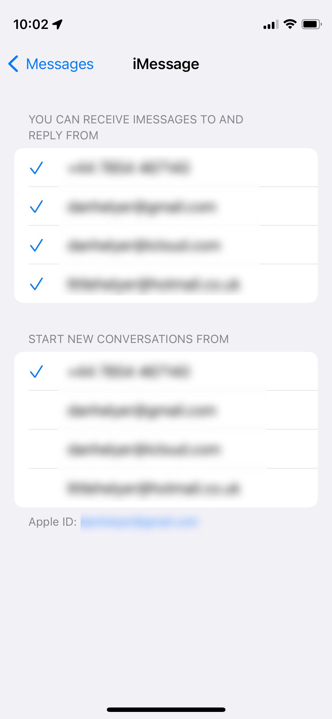 Send and Receive settings on iPhone