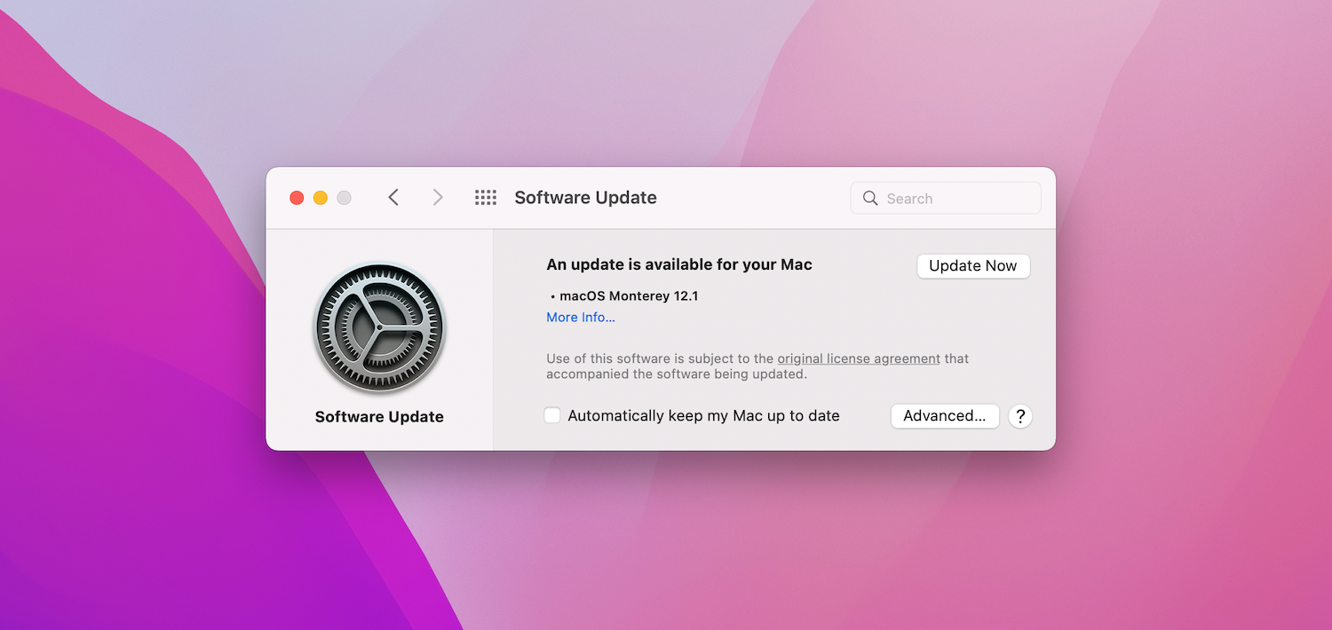 Updating macOS.