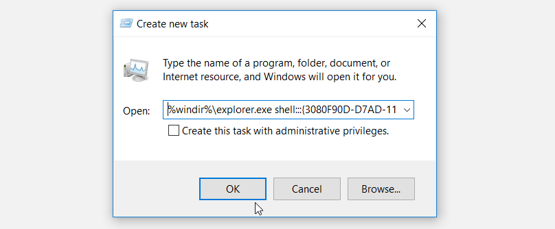 Accessing the Desktop using the Task Manager