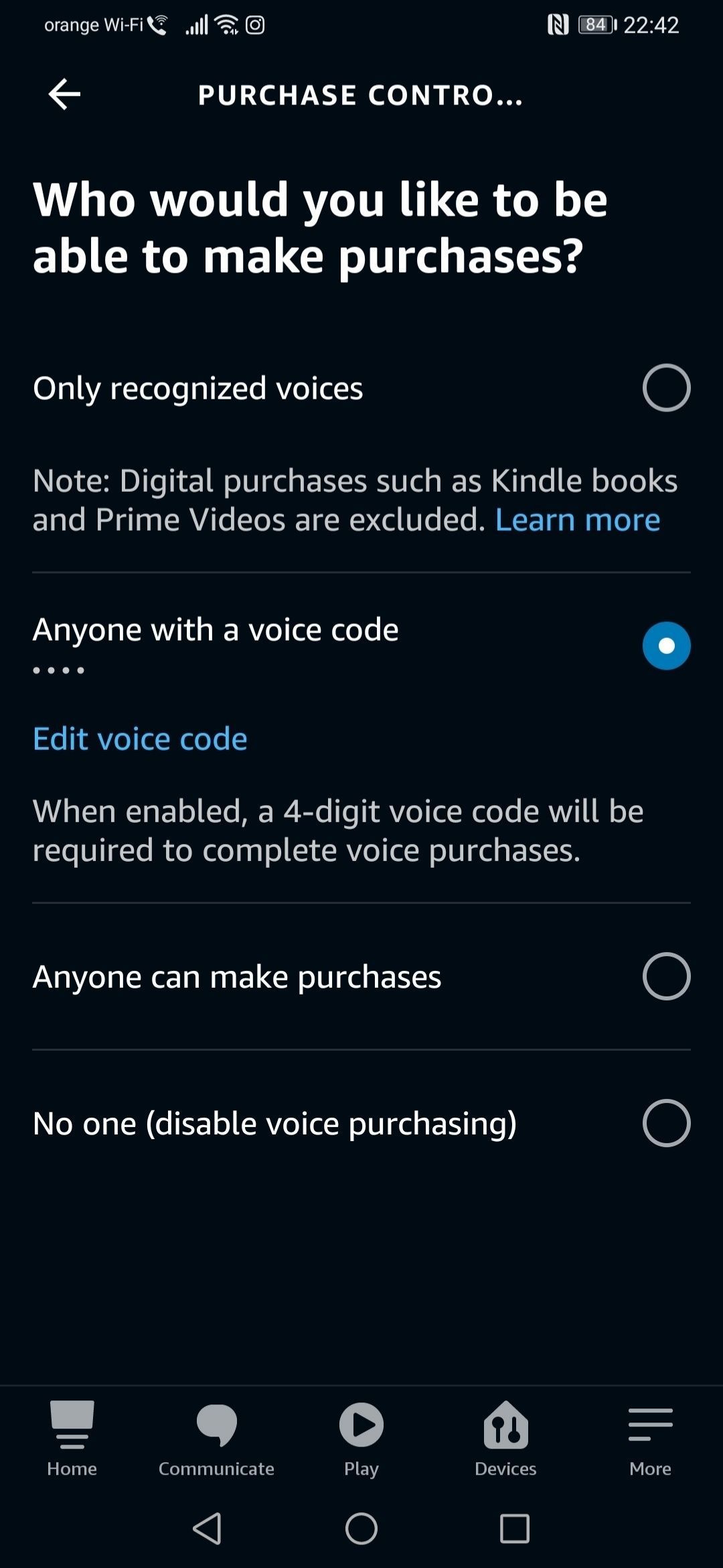 Alexa voice purchasing controls