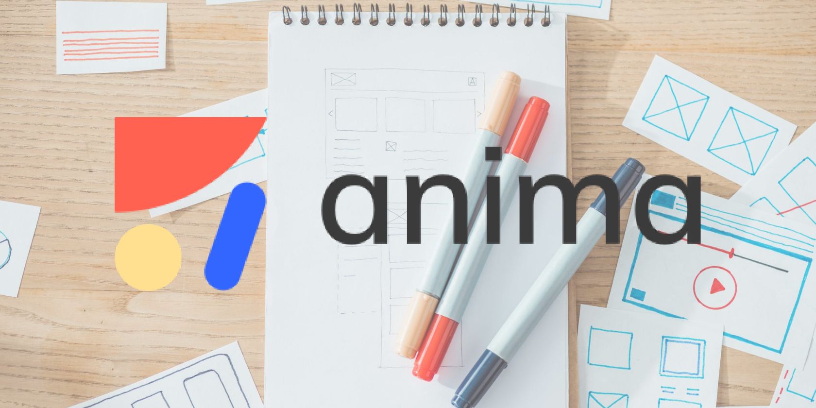 An illustration of web/app designing behind Anima logo