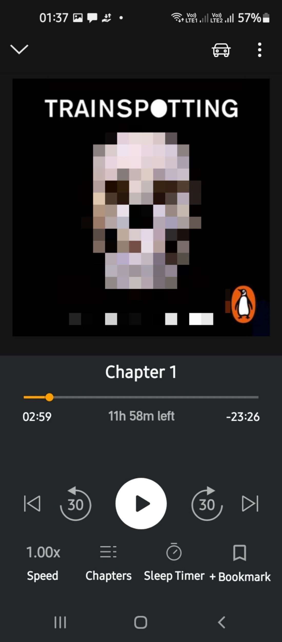 Playback controls and navigation in Audible app