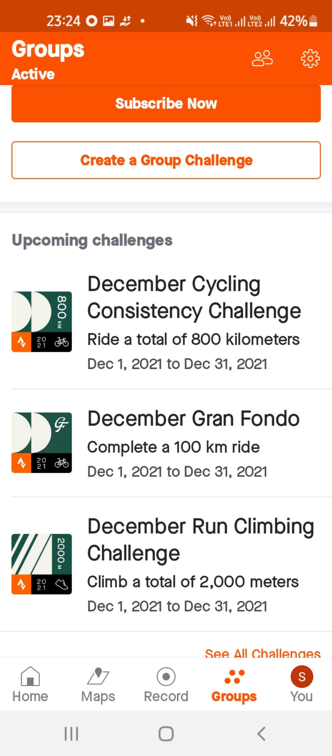 Group challenges in Strava fitness app
