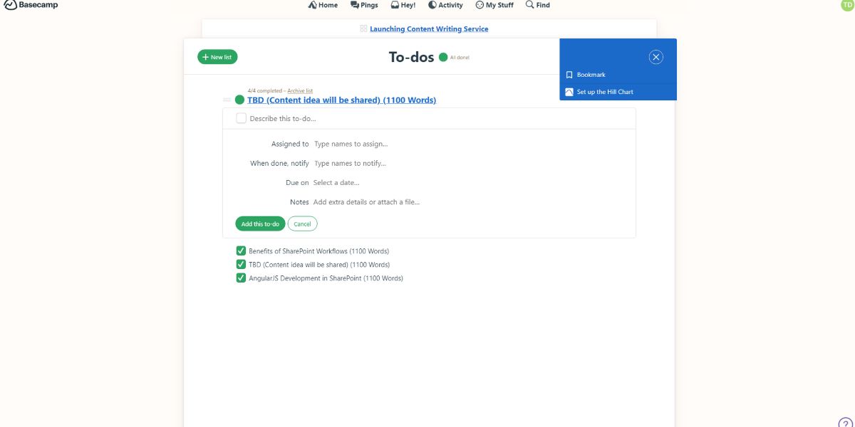 An image showing task management complexities in Basecamp