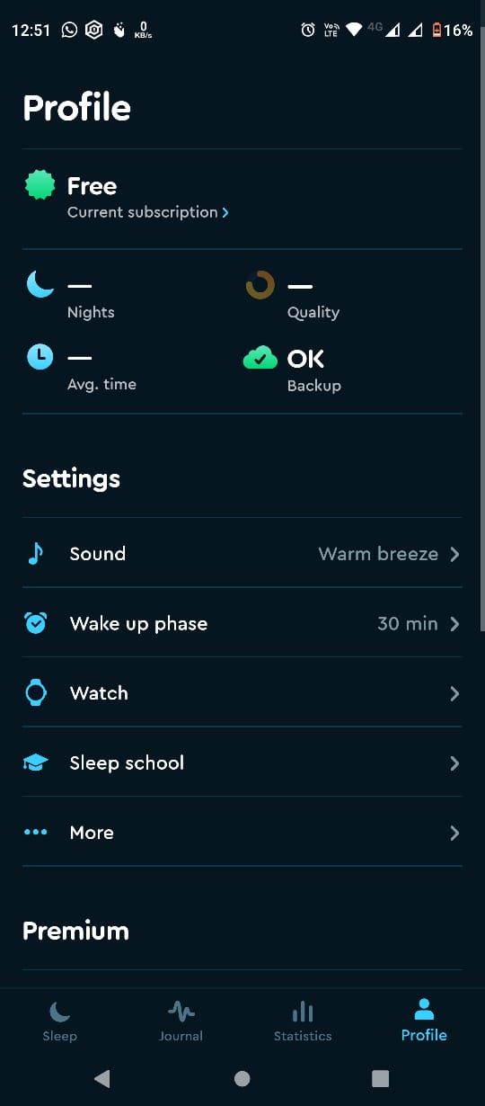 Sleep Cycle settings and navigation elements