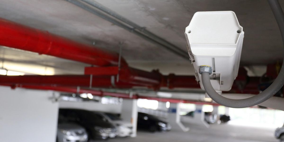 CCTVs and Motion Detectors in a car parking