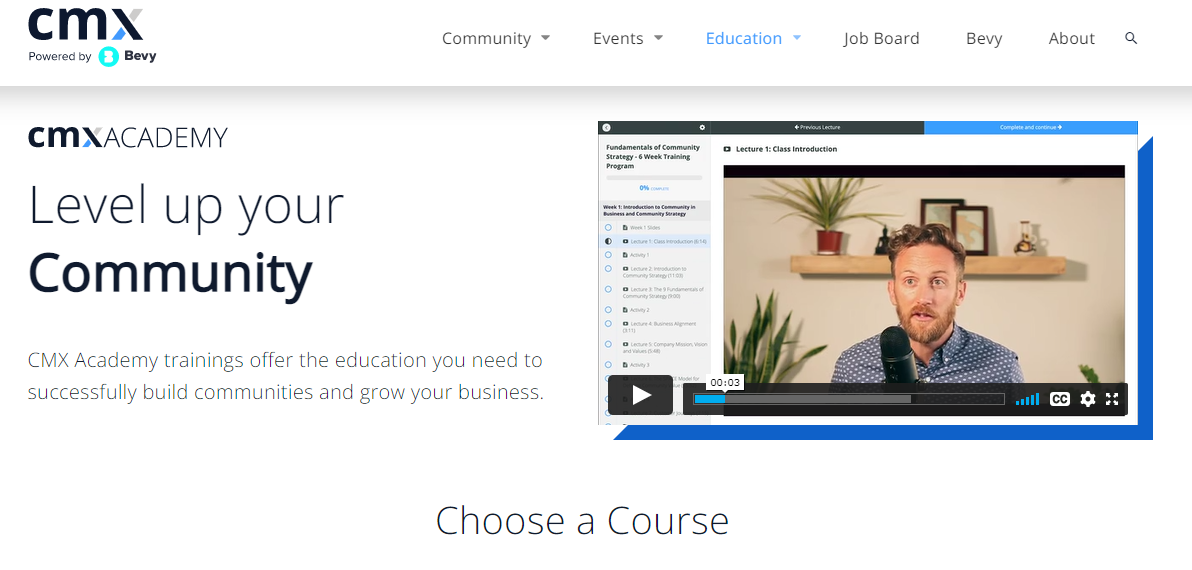 CMX community courses screenshot