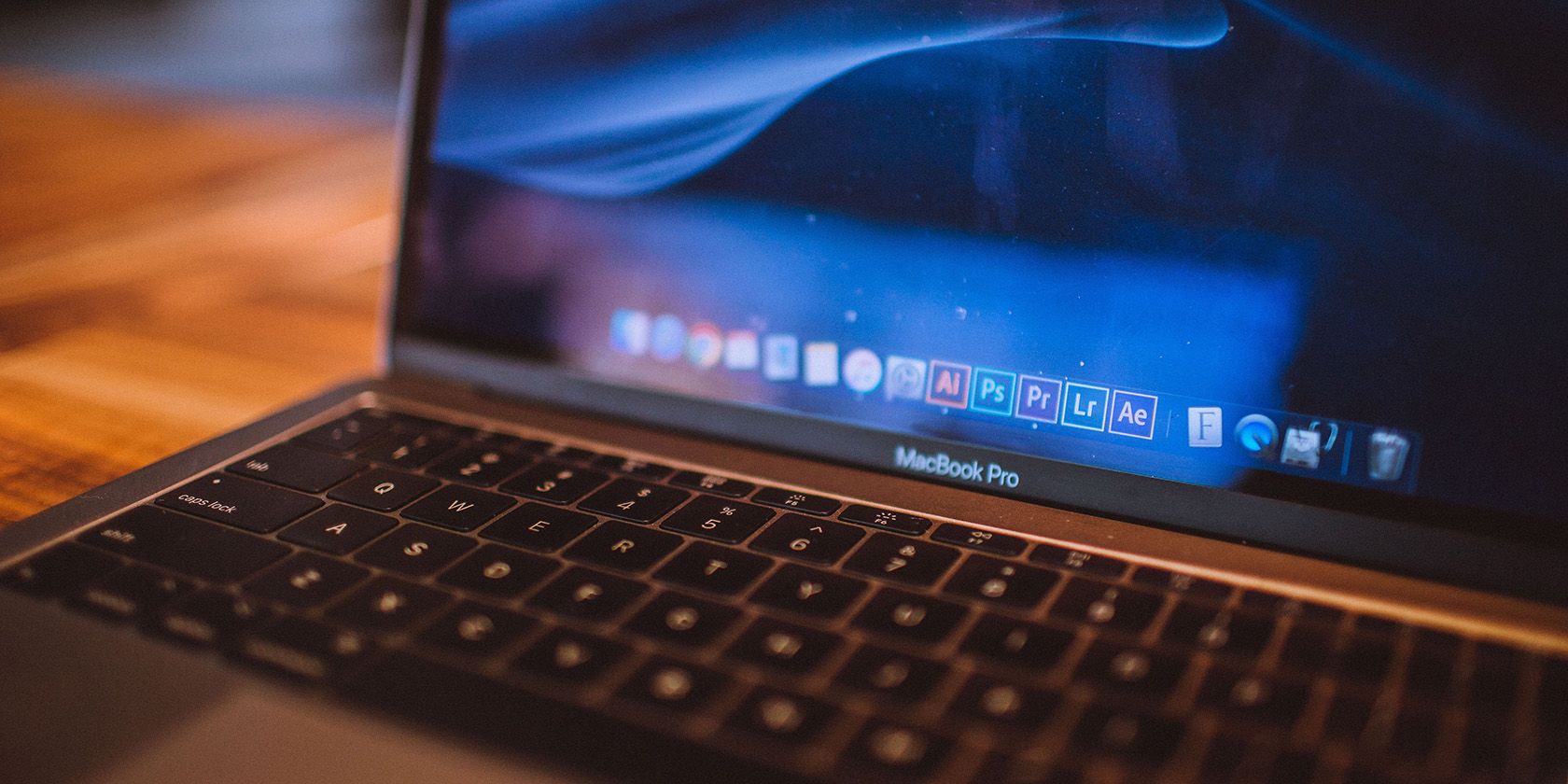 Close up of the Dock on a MacBook