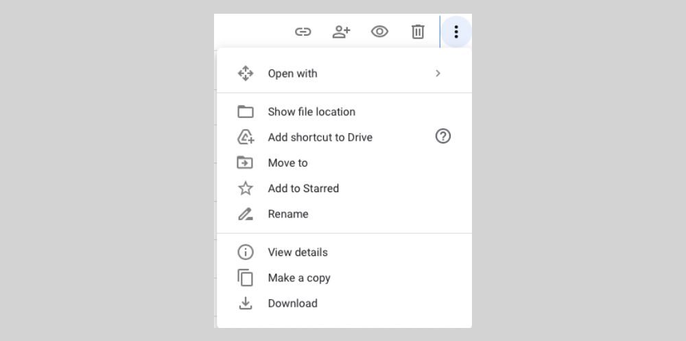 Image shows the Make a copy button inside Google Docs