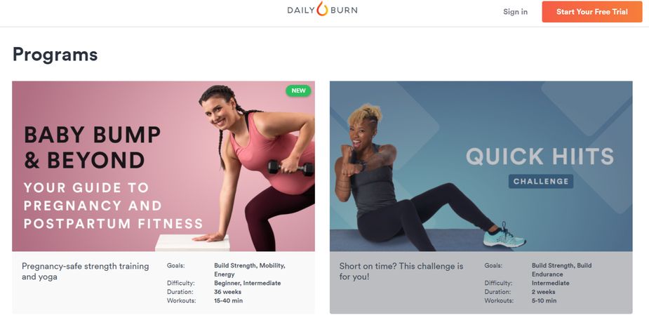 Live fitness classes on Daily Burn