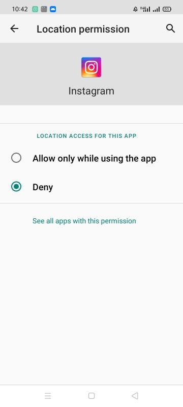 Deny Location Permission in Instagram Settings