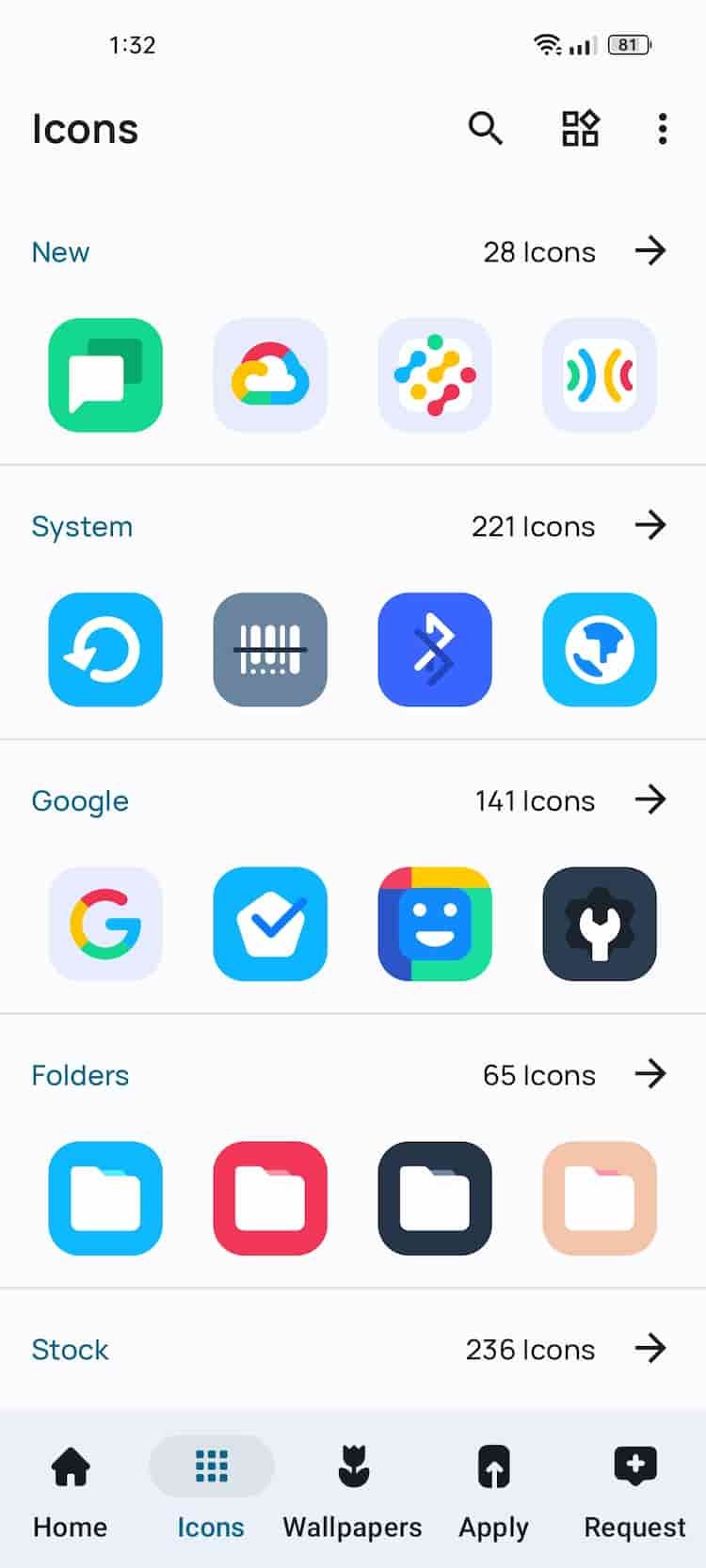 Icons in Dove Icon Pack app