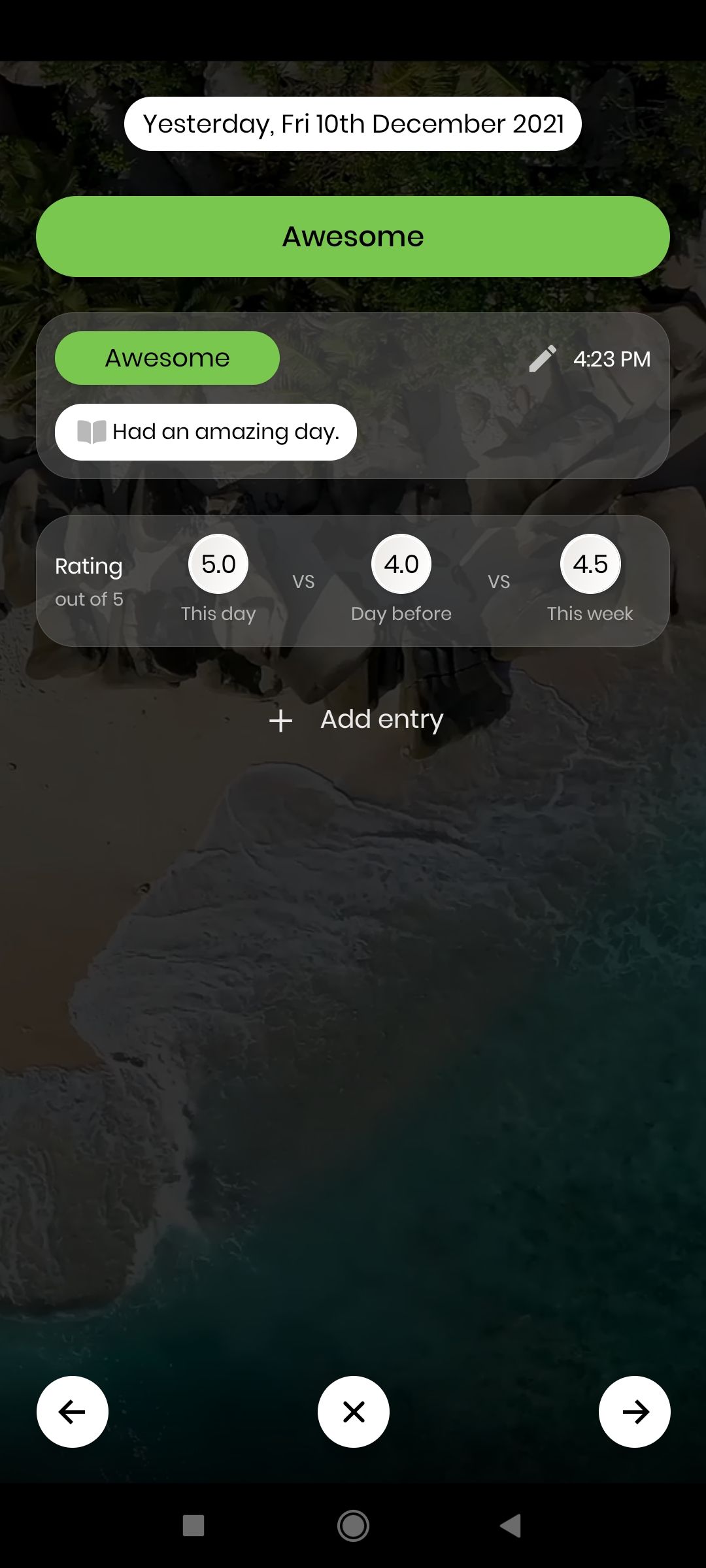 Screenshot of Moodflow activity screen