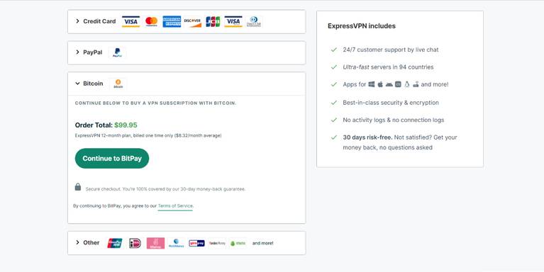 Visual dari portal checkout ExpressVPN