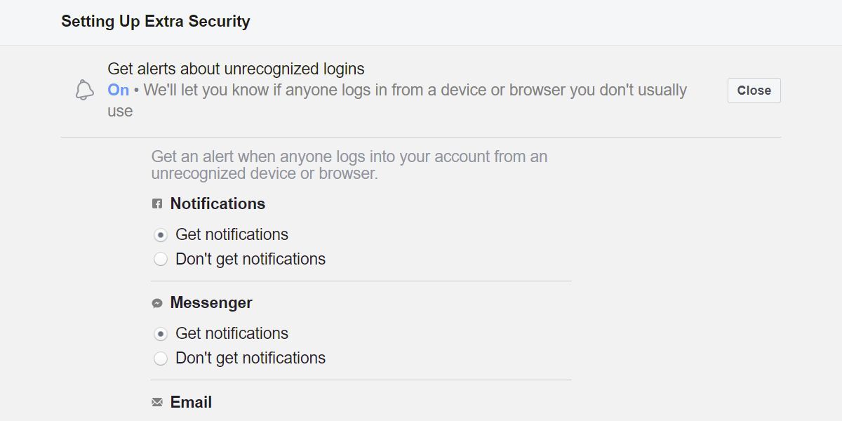 Facebook Setting Up Extra Security