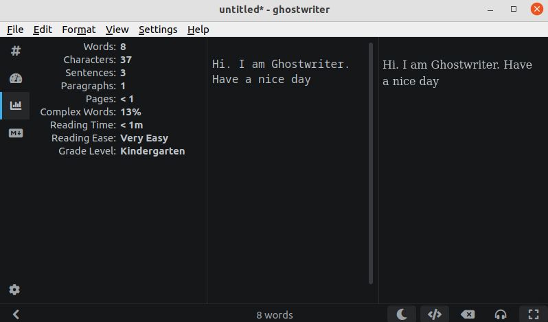 The Main Writing Interface of the Ghostwriter App