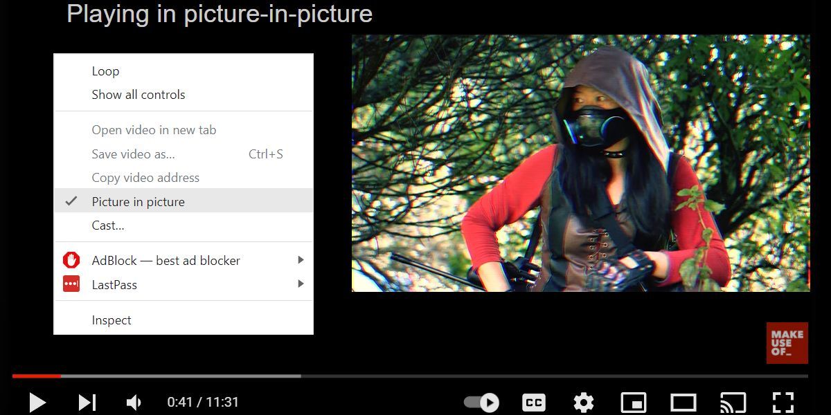 Google Chrome YouTube Picture in Picture Mode