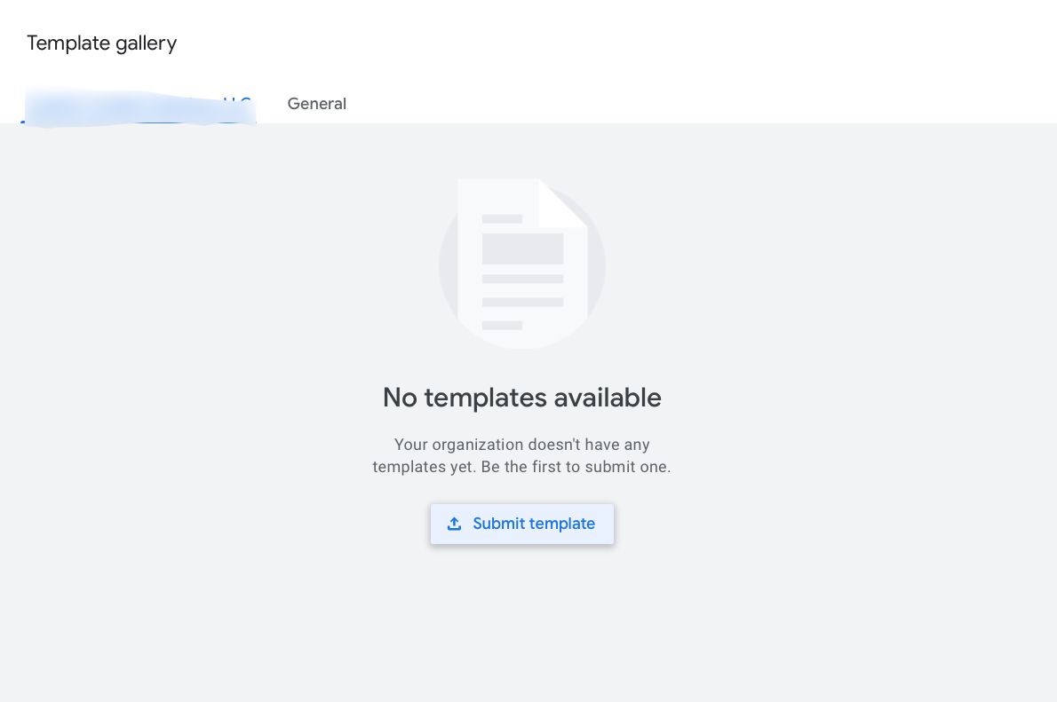 Image shows the Google Docs template submit screen