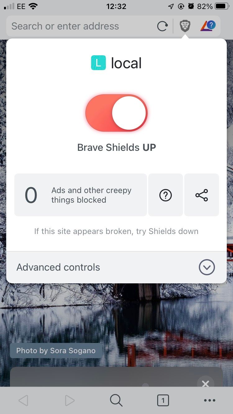 Page of Brave iOS VPN shield.