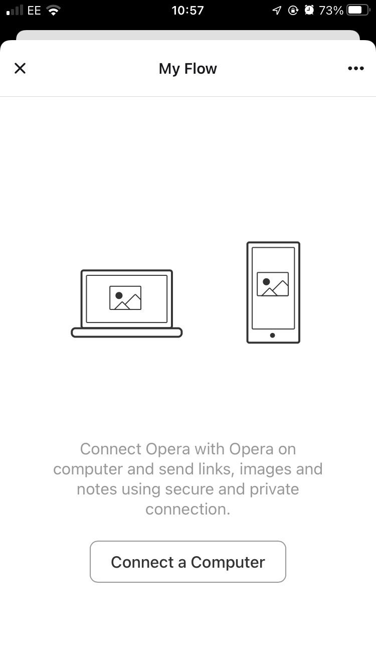 The Opera Flow tab on Opera's iOS mobile browser.