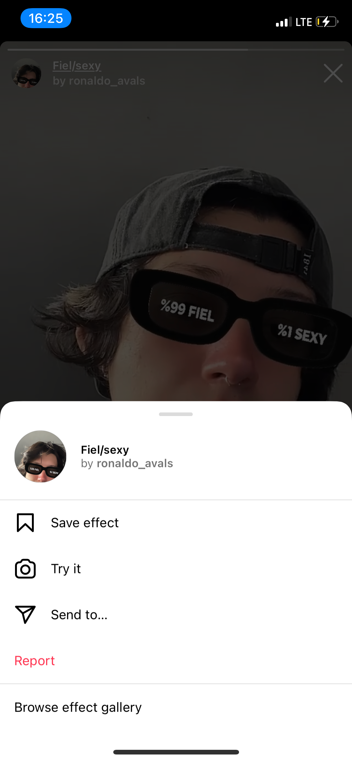 Find AR Filters via creators' Instagram profile