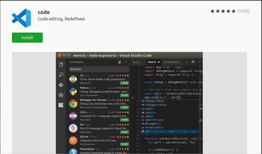 Install Visual Studio Code Ubuntu using GUI