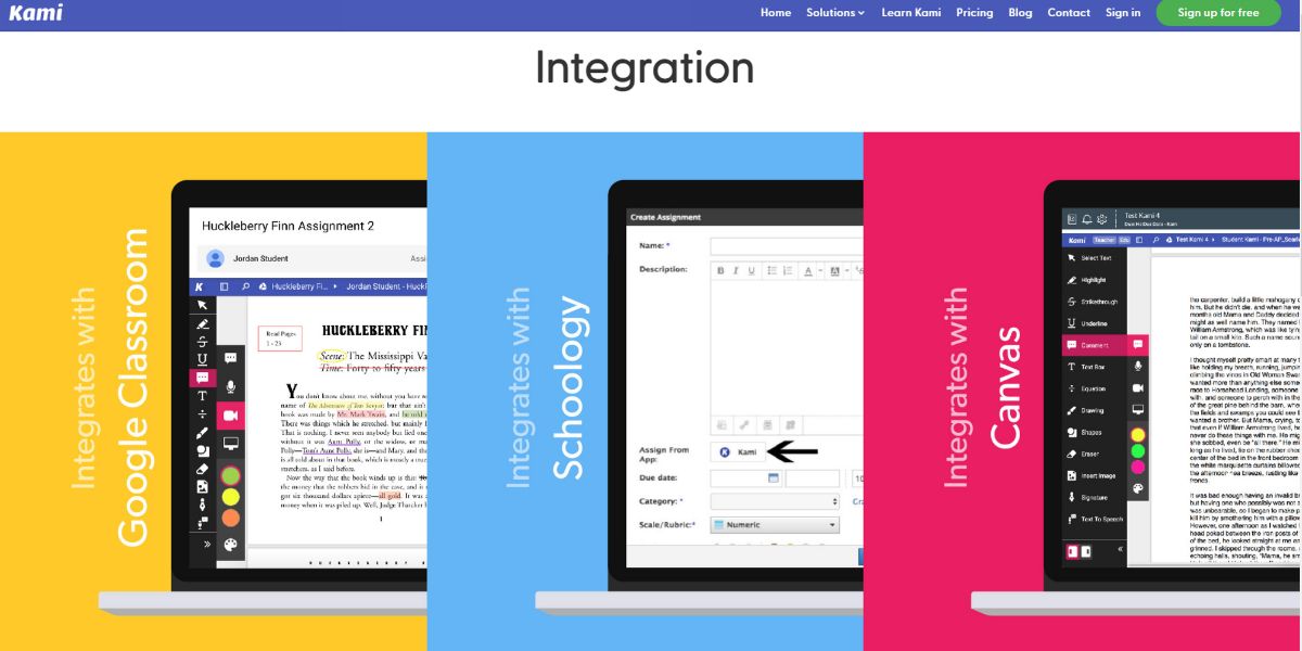 An image showing three integrations for Kami