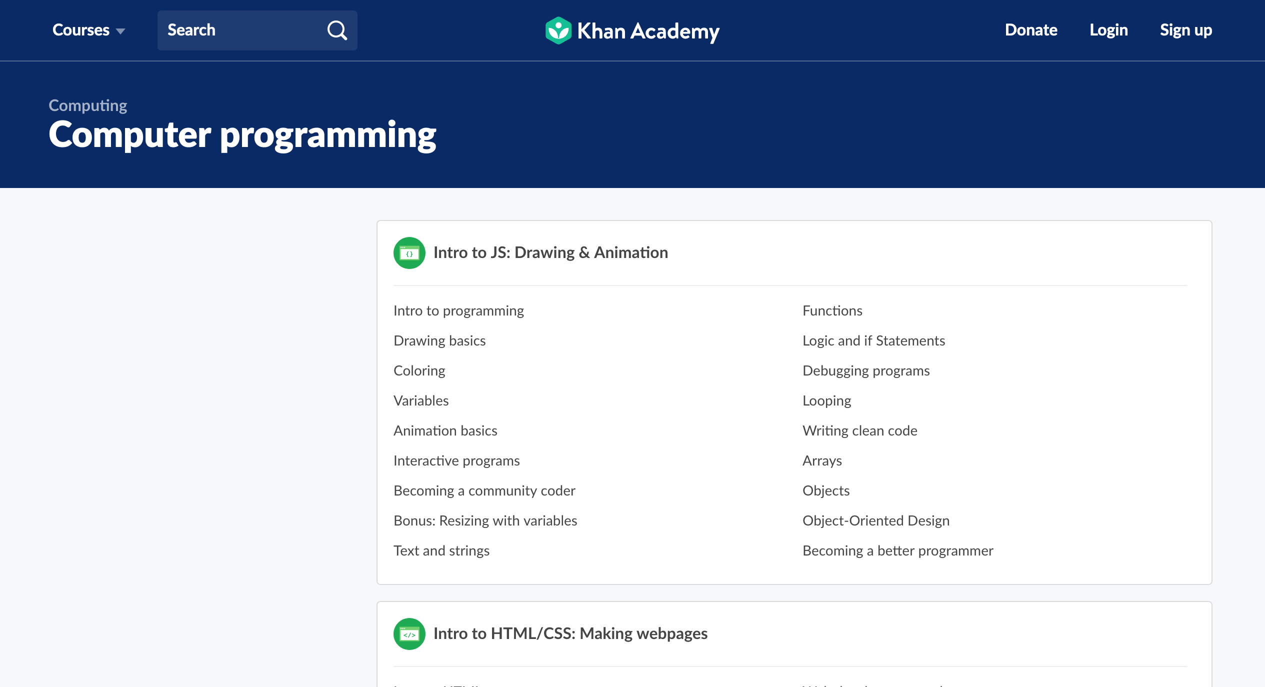 Khan Academy Computer Programming Course
