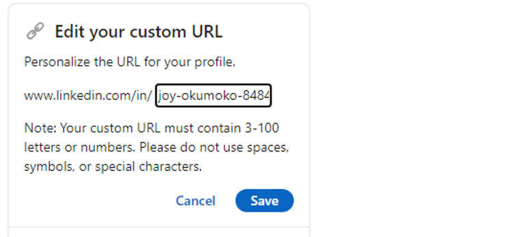 LinkedIn edit profile URL