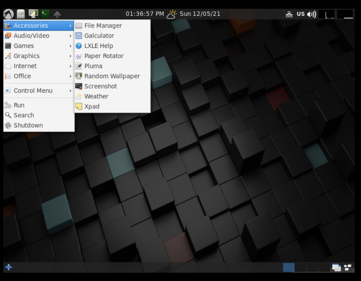 Linux LXLE OS desktop interface