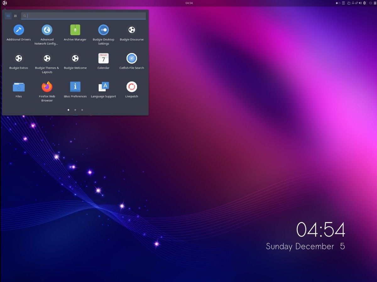 Linux Ubuntu Budgie desktop interface