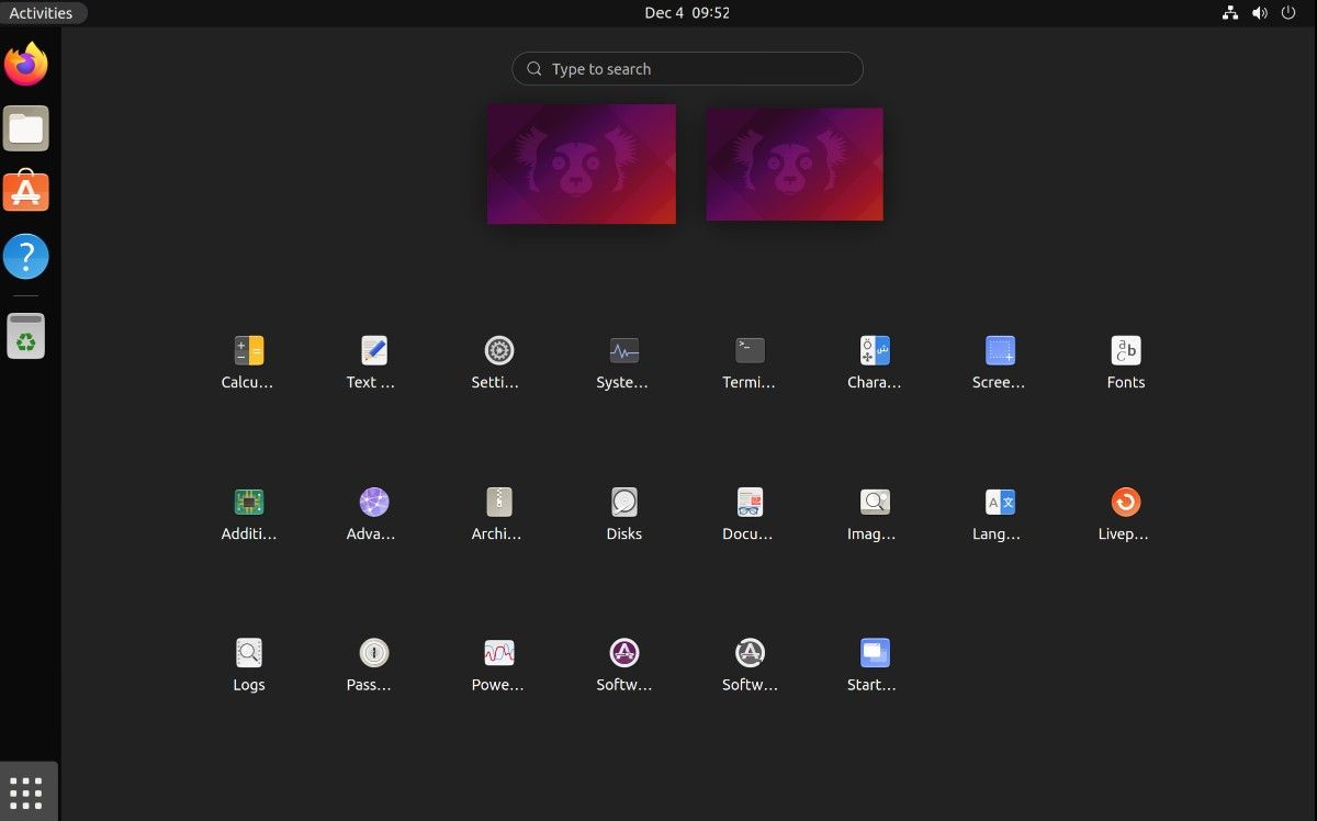 Linux Ubuntu OS desktop interface