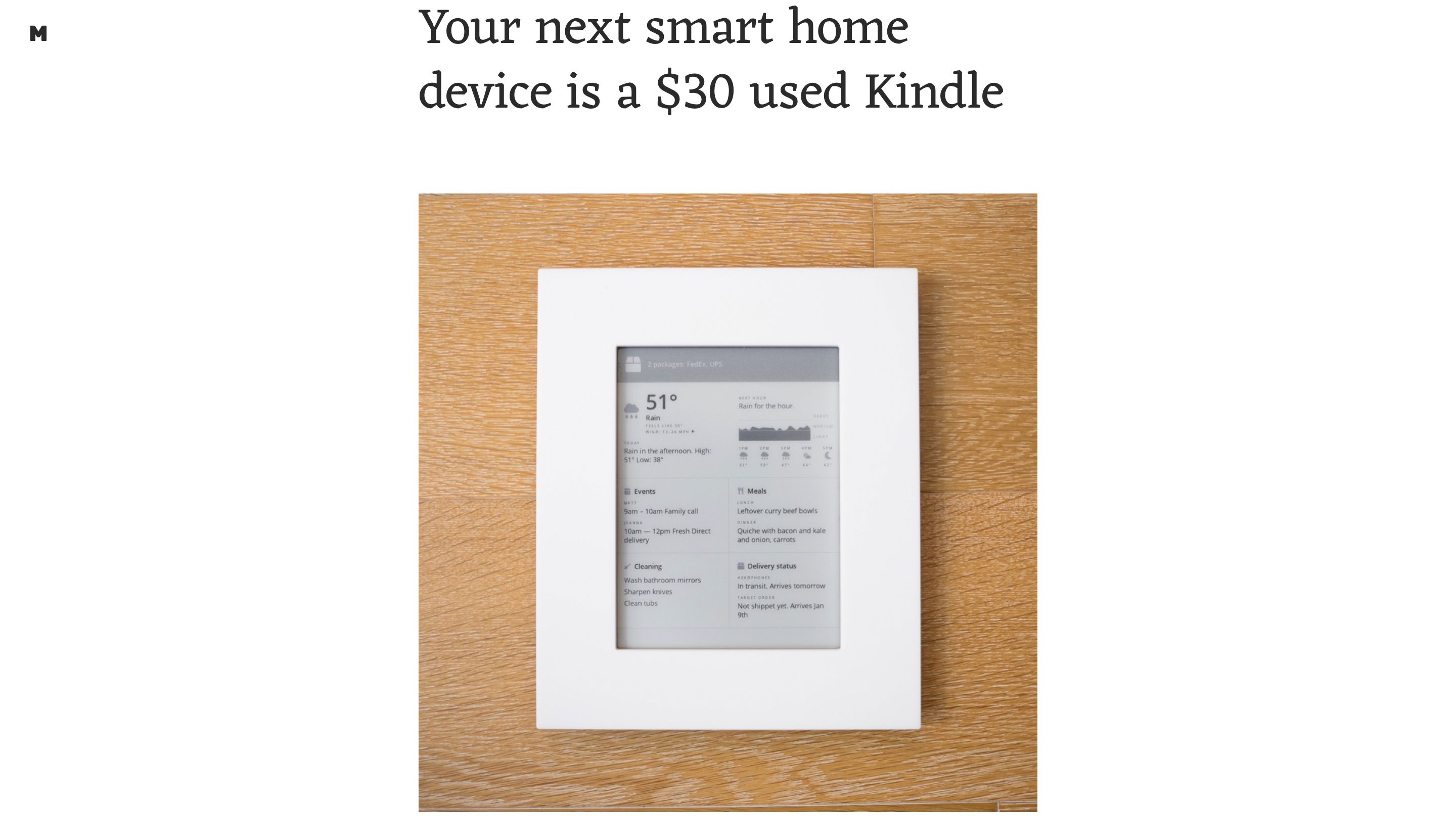 Kindle Smart Home Display by Matt Healy