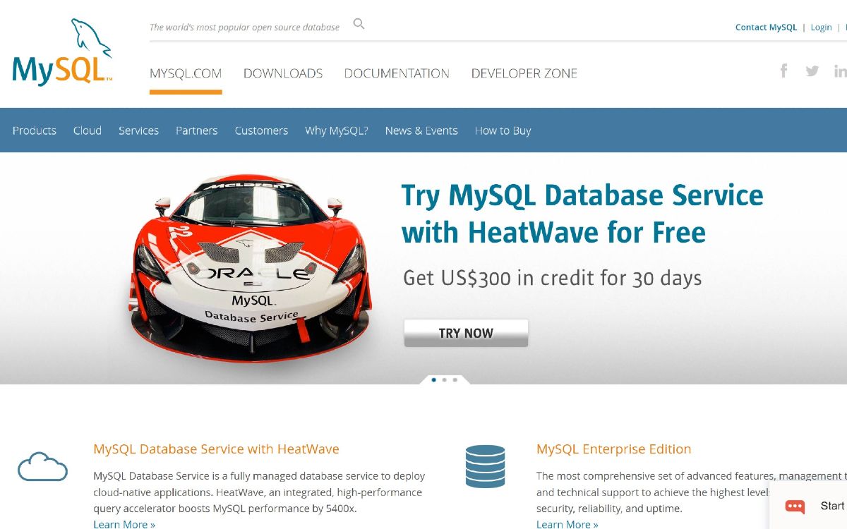 MySQL website interface