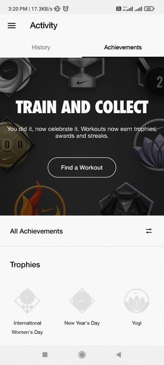 Nike training club app achievement workouts