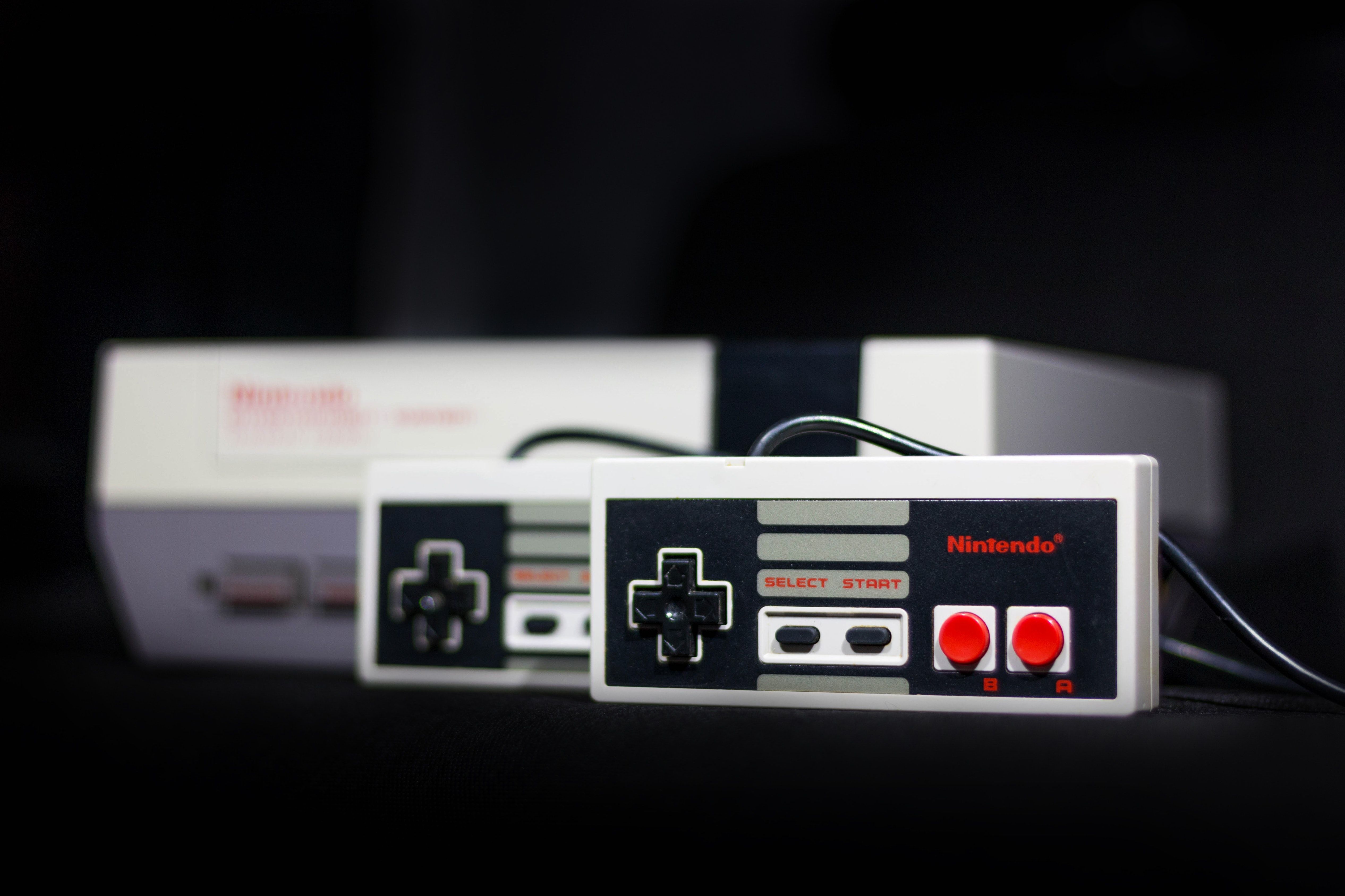 Nintendo Entertainment System with Controllers In Focus