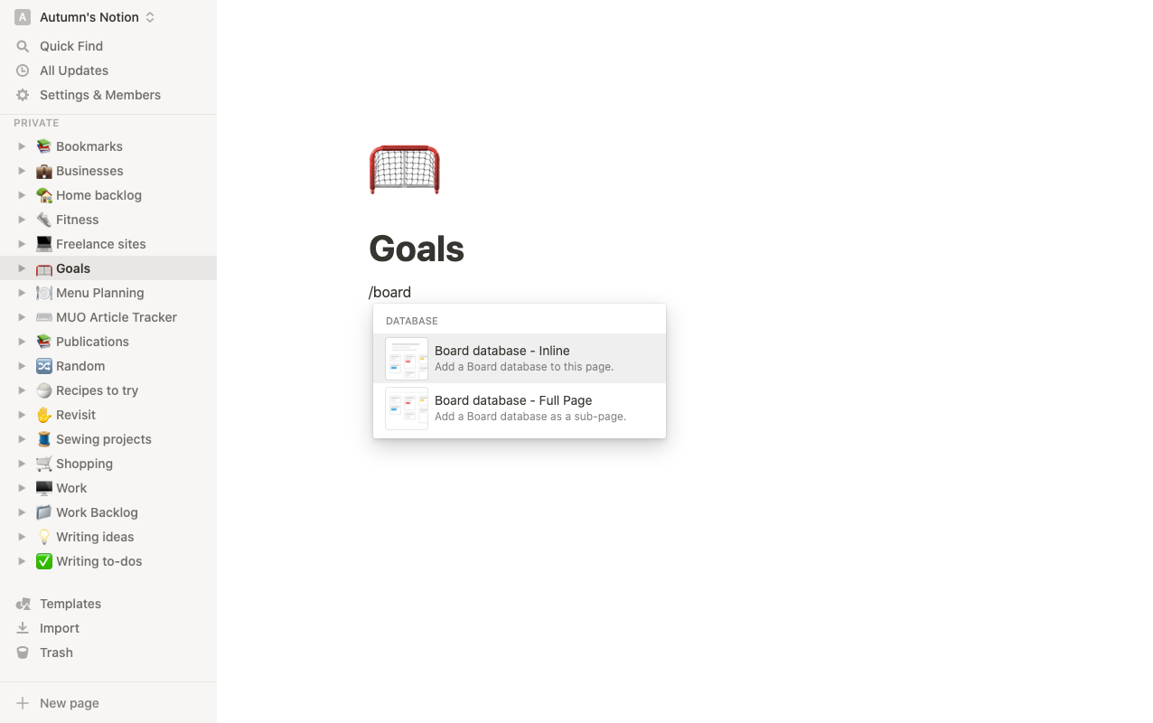 Screenshot of a project management page menu with element options