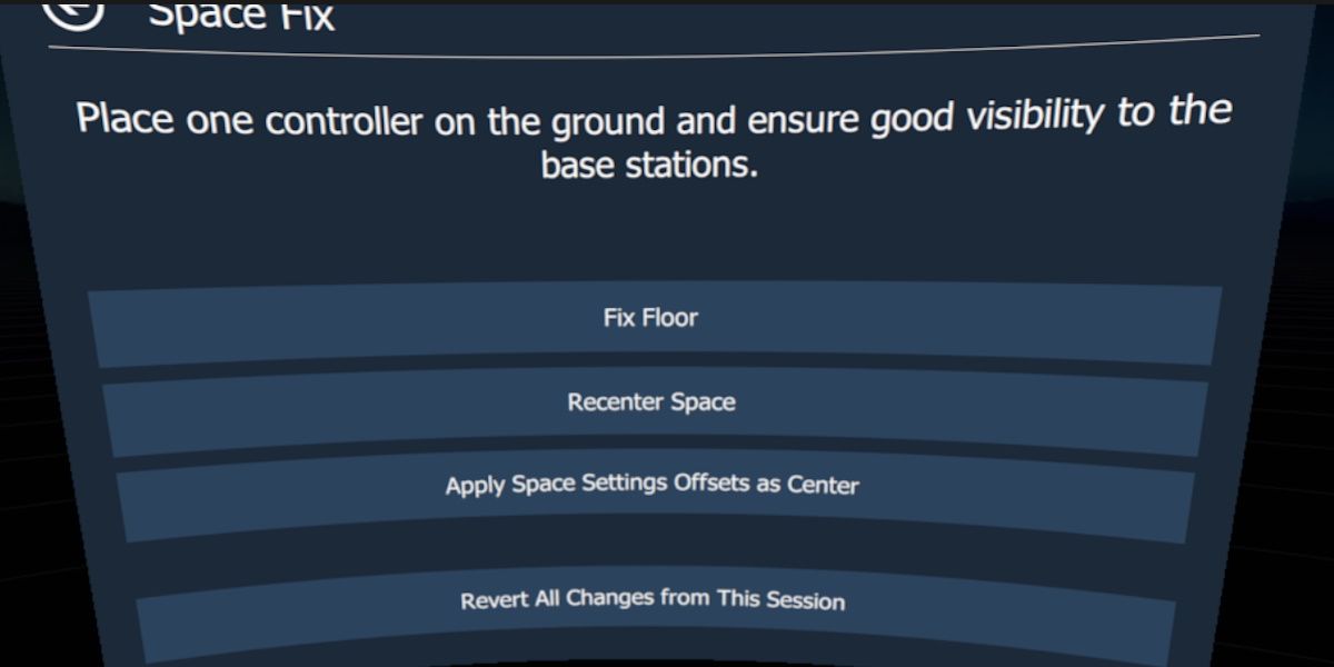 a screenshot of the fix floor screen from openvr advanced settings 