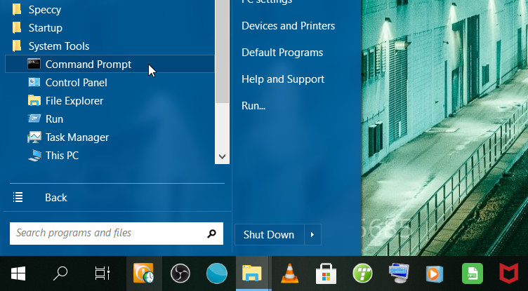 Opening the Command Prompt or PowerShell using the Start Menu