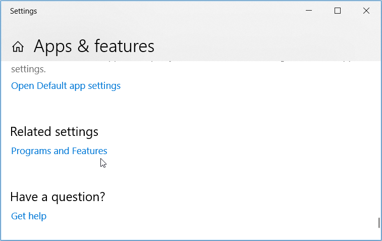 Opening the Windows Programs and Features Tool using the Quick Access Menu