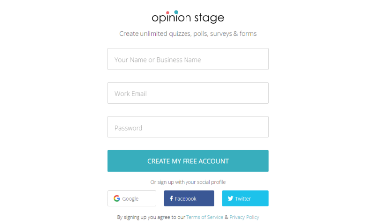 Opinion Stage Sign up form