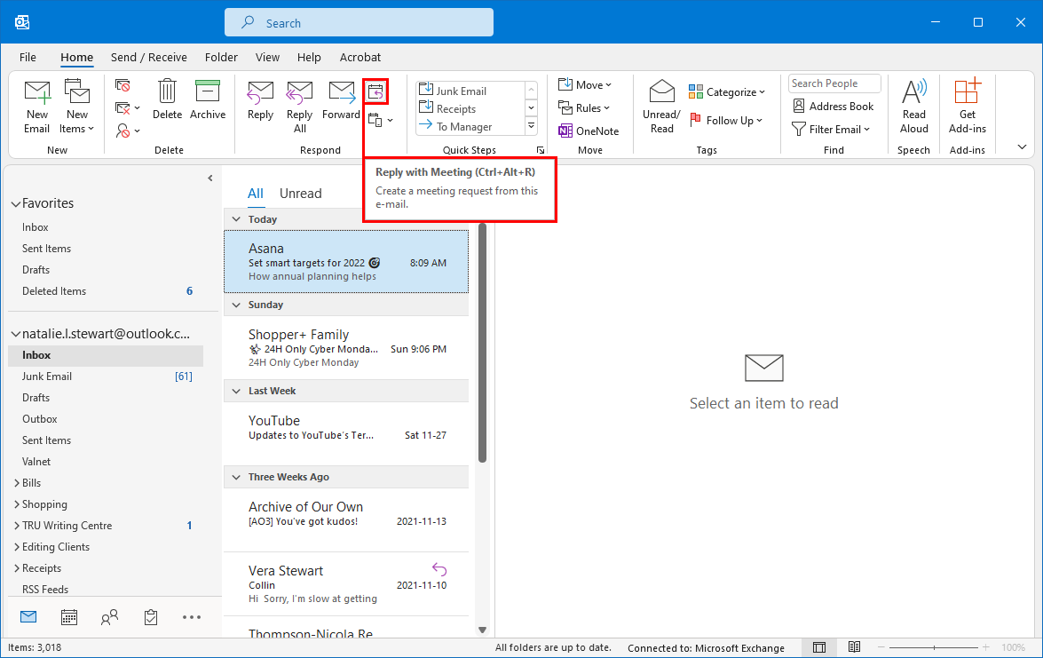 Outlook Desktop Meeting Request
