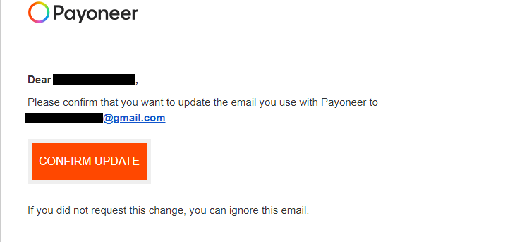 can i change my email on payoneer