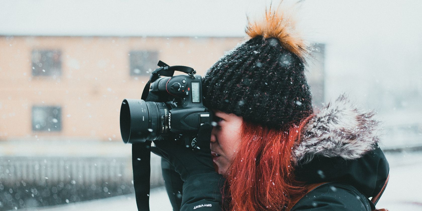 Photo of a photographer in the snow