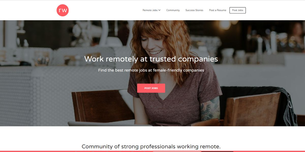 An image of the Remote Woman job search site