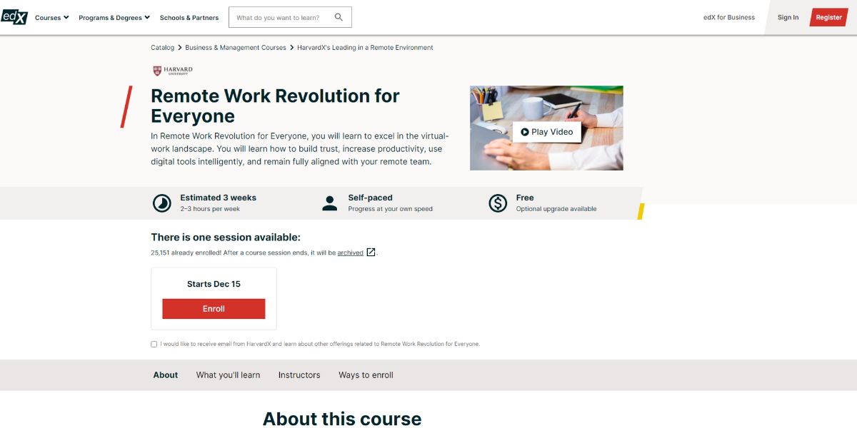 An image of the edX Remote Work Revolution for Everyone course