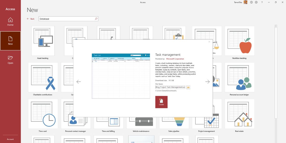 A visual of renaming and saving an Access template