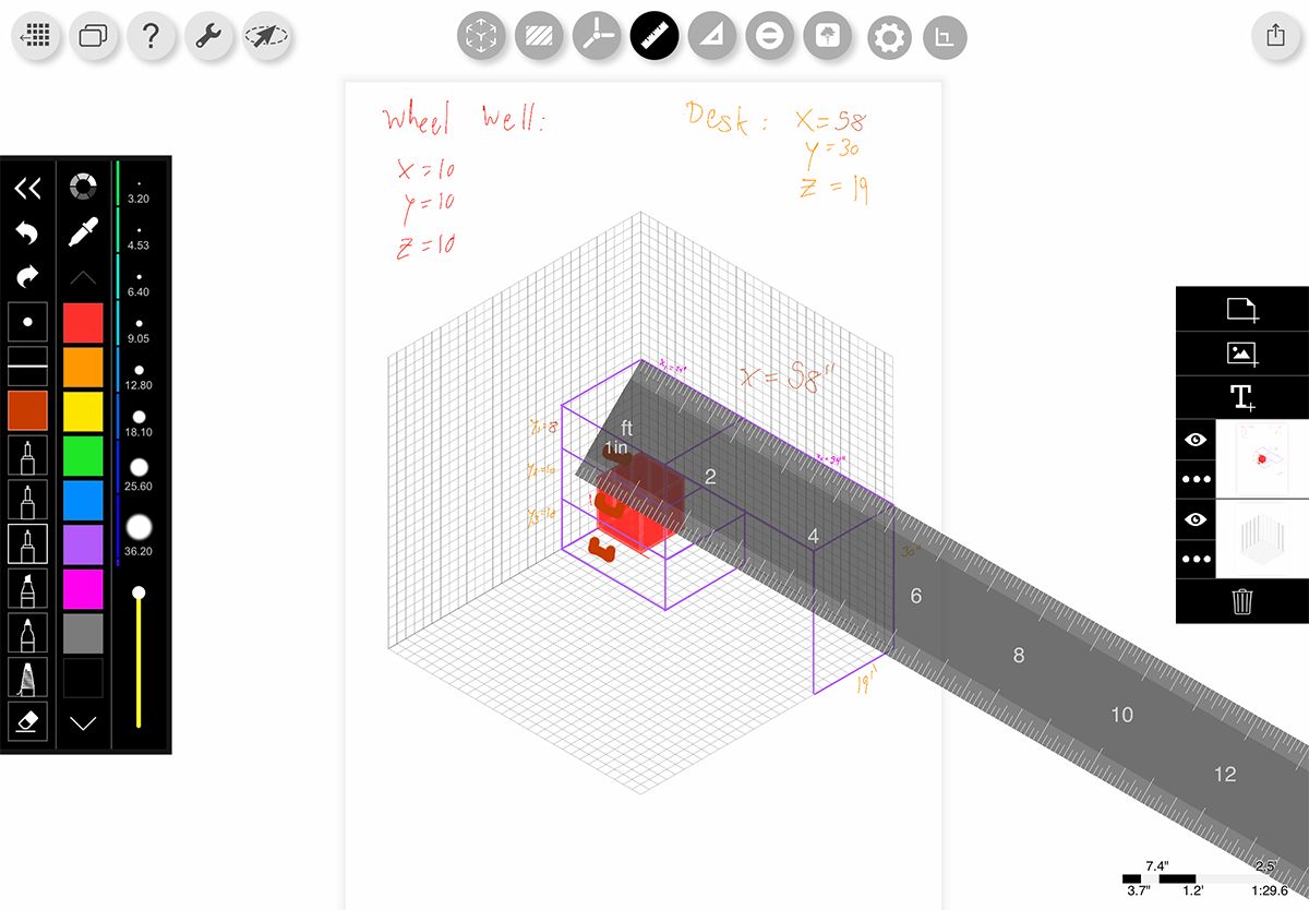 Ruler showing scale in morpholio trace