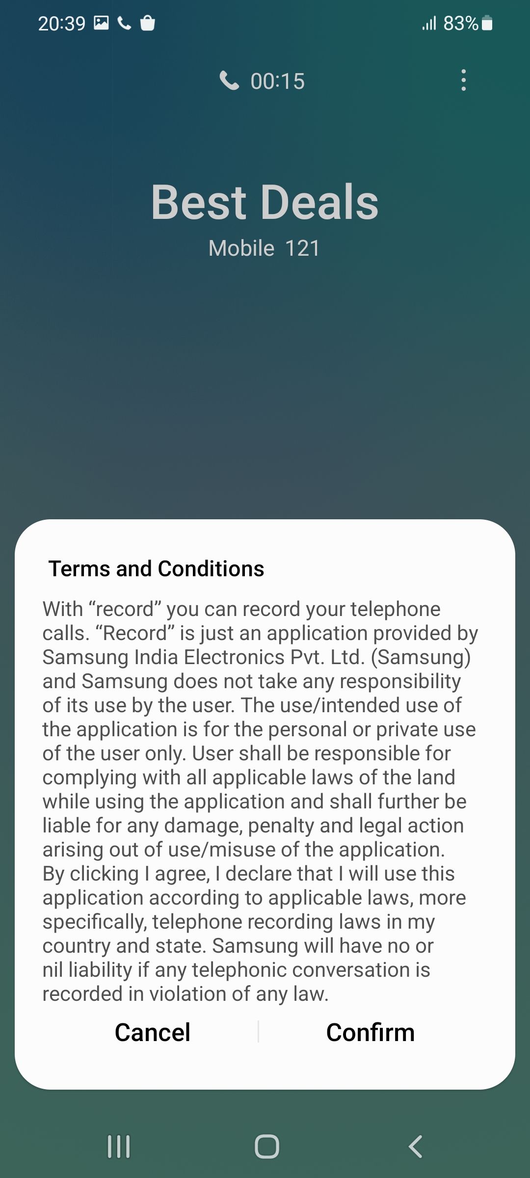 Samsung Record Calls terms and conditions
